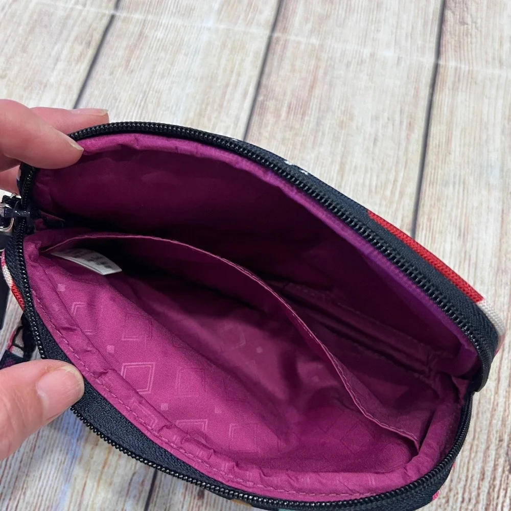 Vera Bradley Navy Blue Floral Paisley Zip Around‎ Wristlet Pouch Wallet